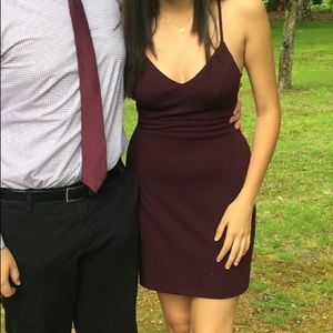 Maroon dress with a lace back